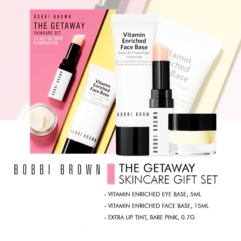 Bobbi Brown,Bobbi Brown Set,Bobbi Brown Elevated Essentials Skincare Set,Bobbi Brown Sheer Indulgence Extra Lip Tint #Bare Pink,Bobbi Brown Vitamin Enriched Face Base All-In-One Primer And Moisturizer,Mini Vitamin Enriched Eye Base 5ml,Bobbi Brown The Getaway Skincare Set ราคา,Bobbi Brown The Getaway Skincare Set ซื้อได้ที่ไหน