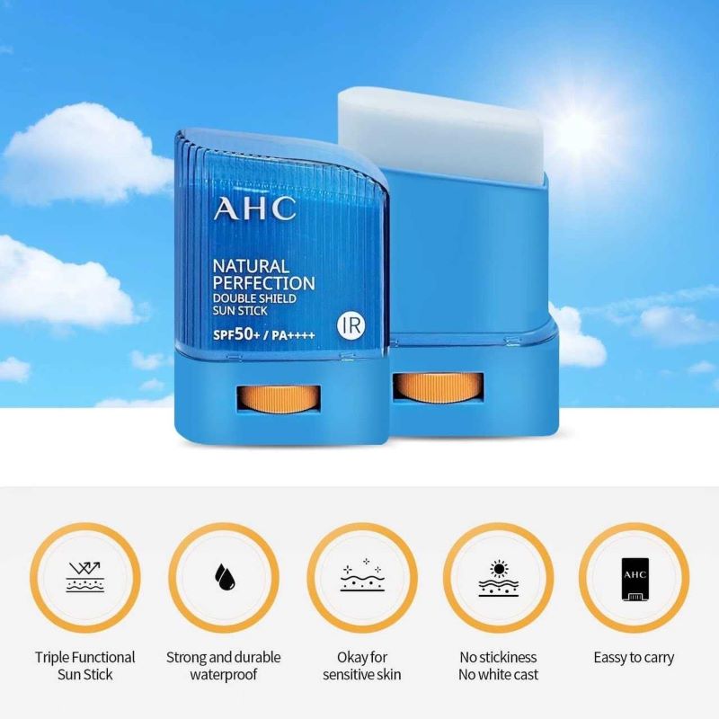 AHC Natural Perfection Double Shield Sun Stick SPF50+/PA++++,  เนเชอรัล เพอร์เฟกชั่น เฟรช ซันสติ๊ก, AHC  ,AHC Sun Stick แต่ละสีต่างกันยังไง,กันแดด AHC กันน้ำไหม,กันแดดสติ๊กเกาหลี ,กันแดดแบบแท่ง